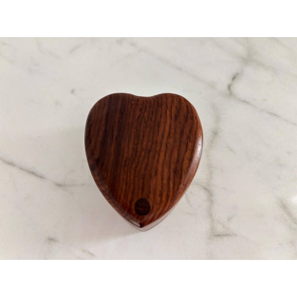 Vintage Wood Heart Trinket Box Swivel Opening Joyero Corazon Made of Cocobolo